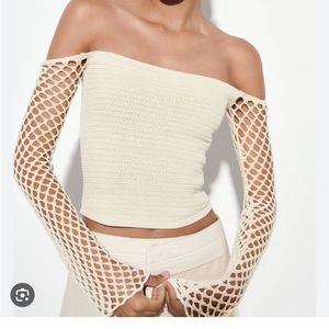 Zara Pointelle Knit Top